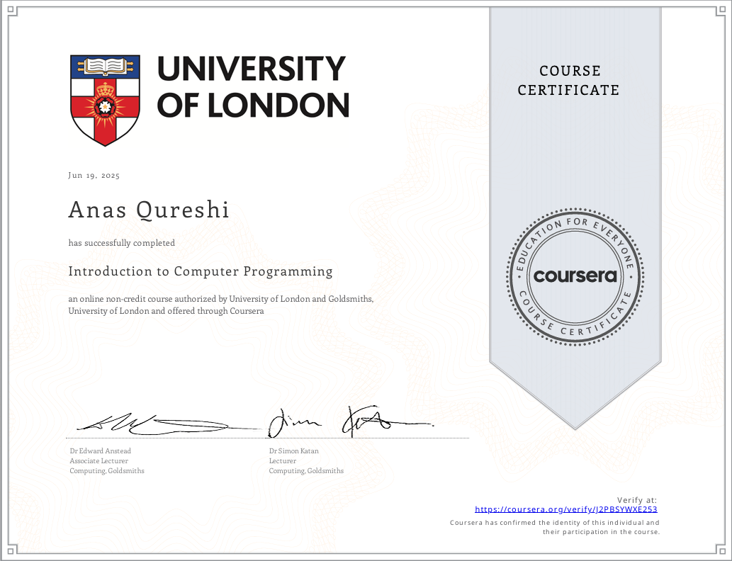 Introduction to Computer Programming
