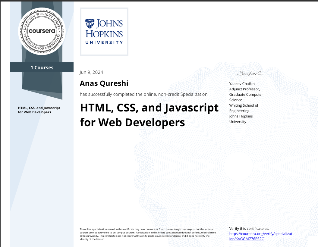 HTML, CSS, and JavaScript for Web Developers
